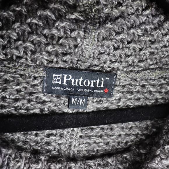 utorti Chunky Knit Cowl Neck Sweater Tunic/Dress Gray/Brown Made in Canada M - Picture 3 of 3